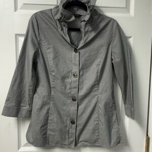 Ming Wang Light Gray Button-Front Trench Jacket